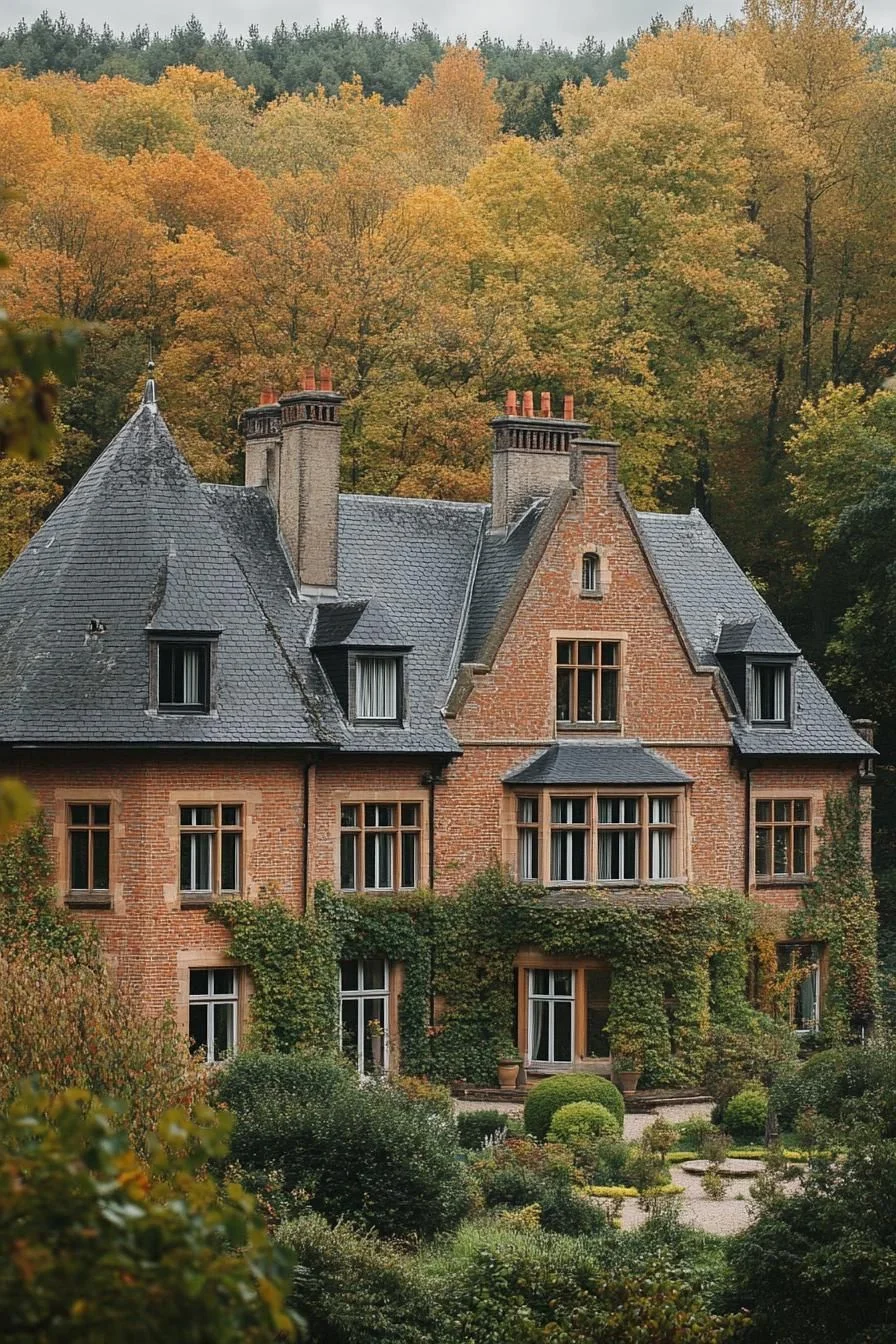 Brick Manor Wrapped in Fall Colors