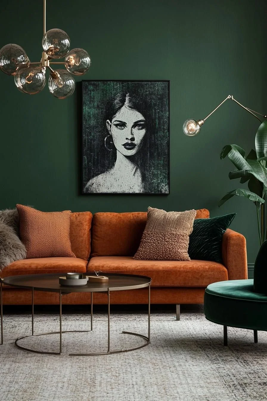 Orange Velvet Sofa Living Room