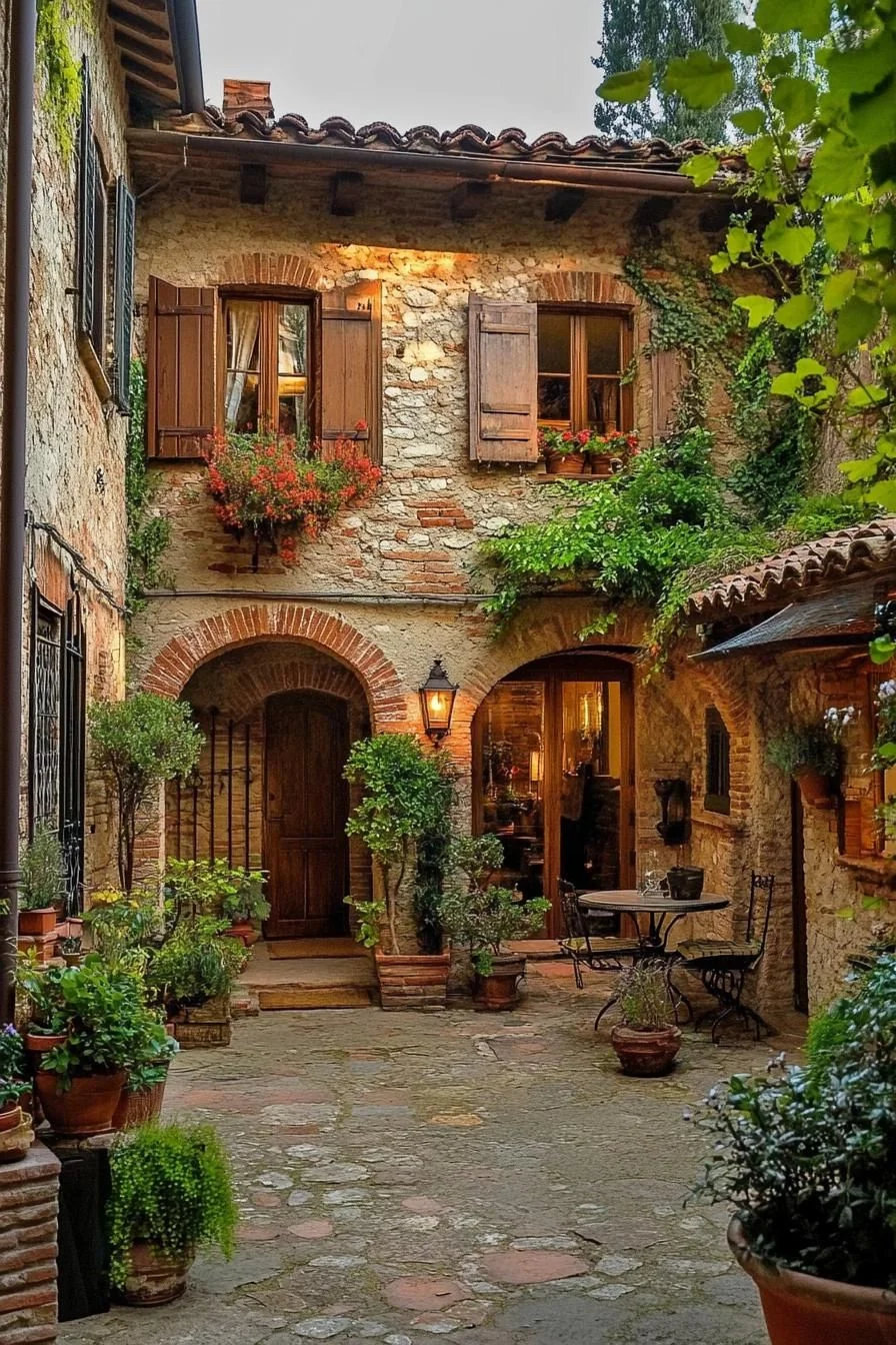 Ivy-Wrapped Stone House Facade