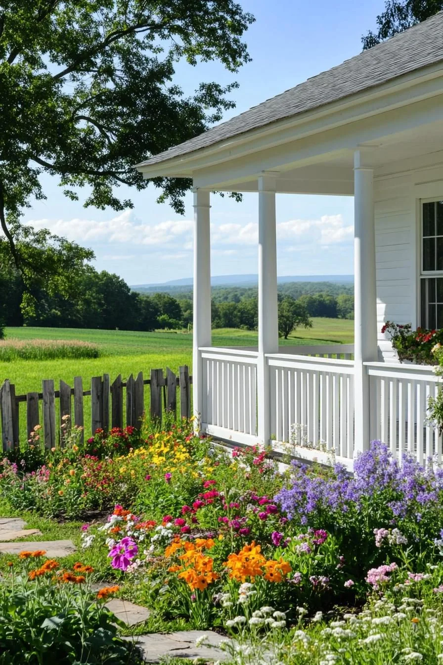 Flower-Filled Country Porch Setup