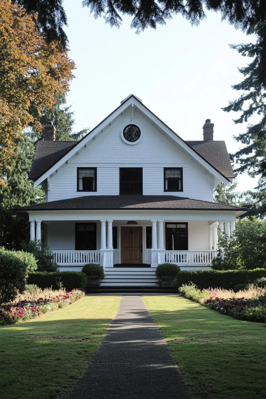 A Grand White Farmhouse with Classic Columns