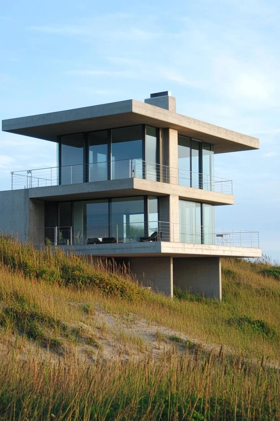 Concrete Home Set Along the Sea