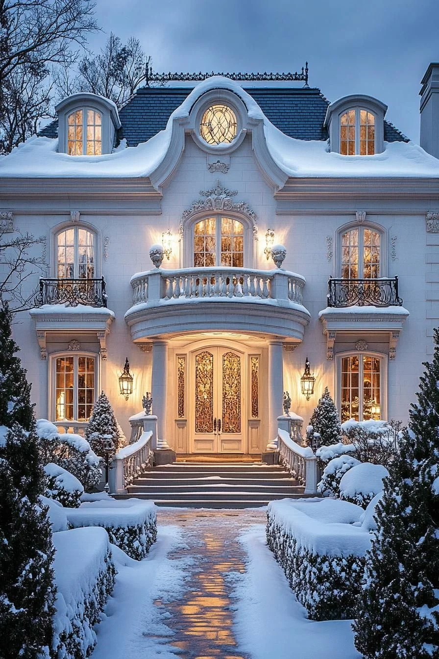Grand Snow-Covered Estate