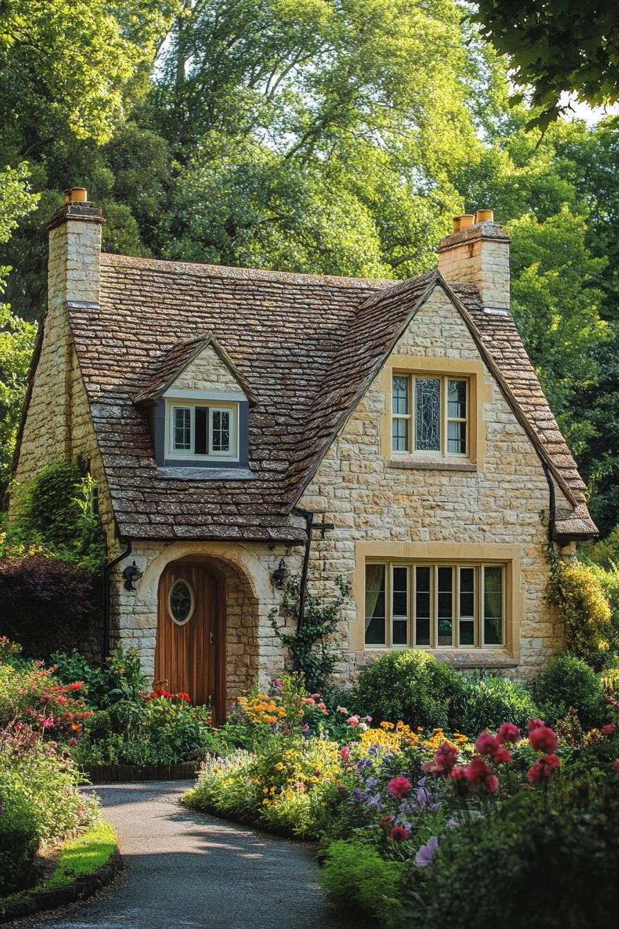 Stone Cottage Covered in Flowers