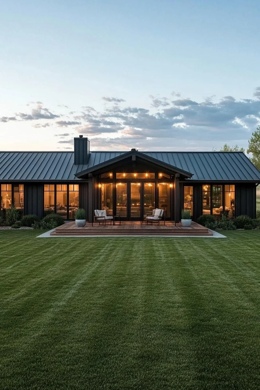 Modern Ranch Bliss in Evening Light