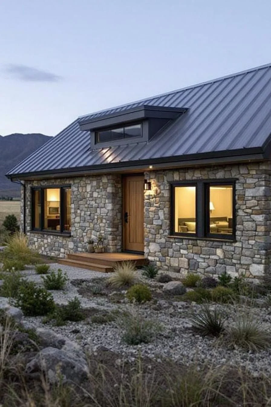 Rustic Stone Cottage with a Modern Metal Roof