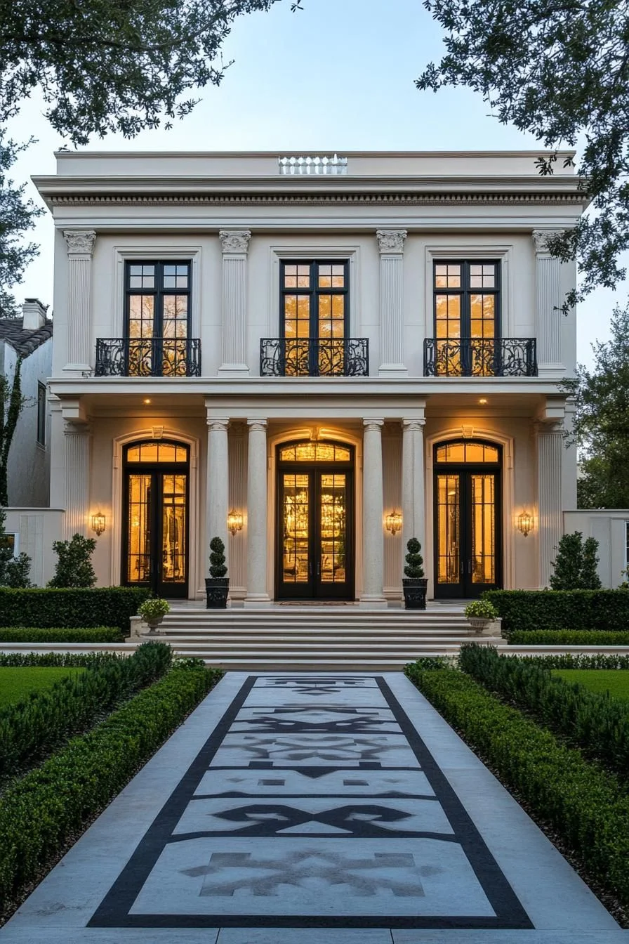 Sophisticated Manor Lit With Symmetry