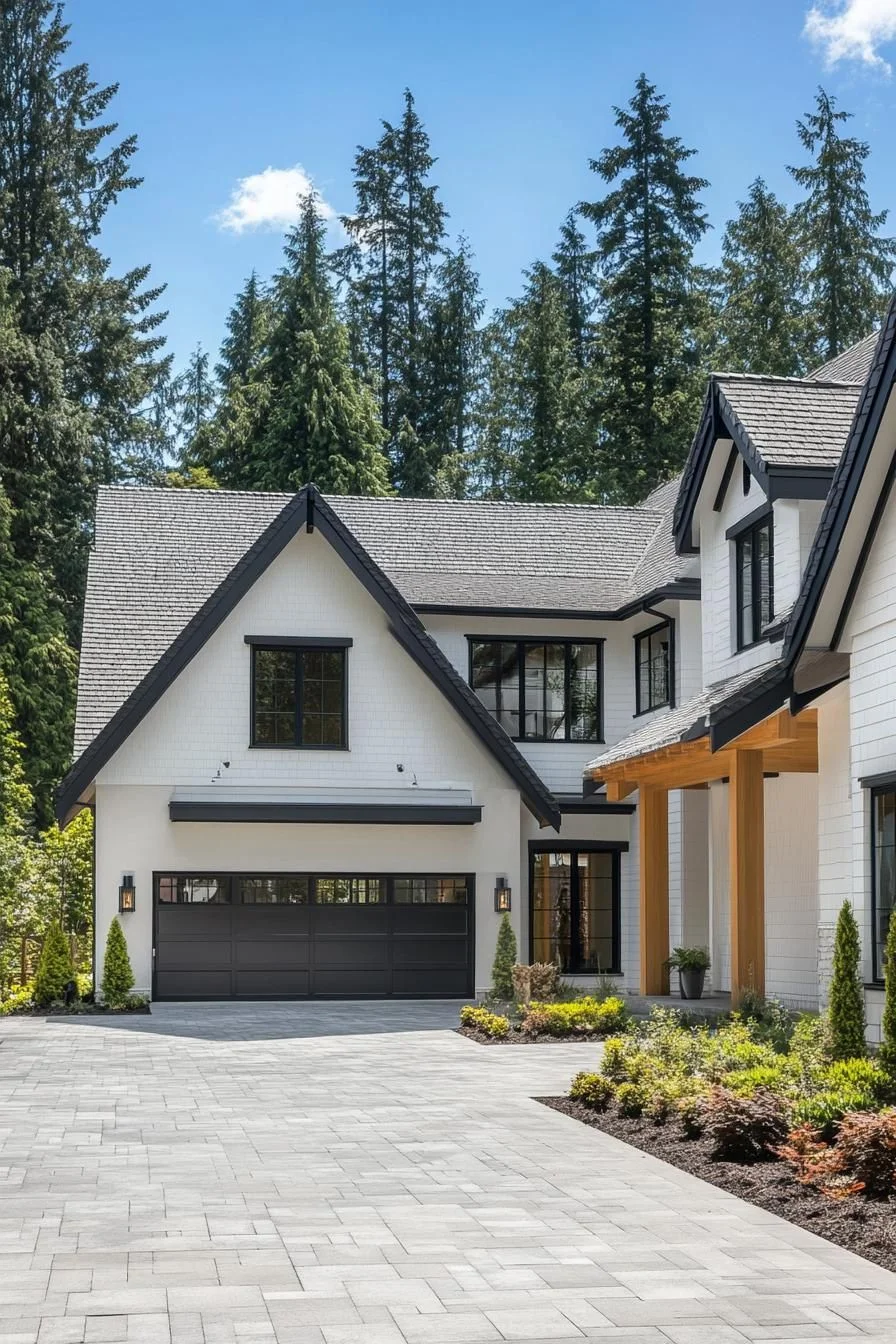 Whimsical Gables Among Evergreen Trees