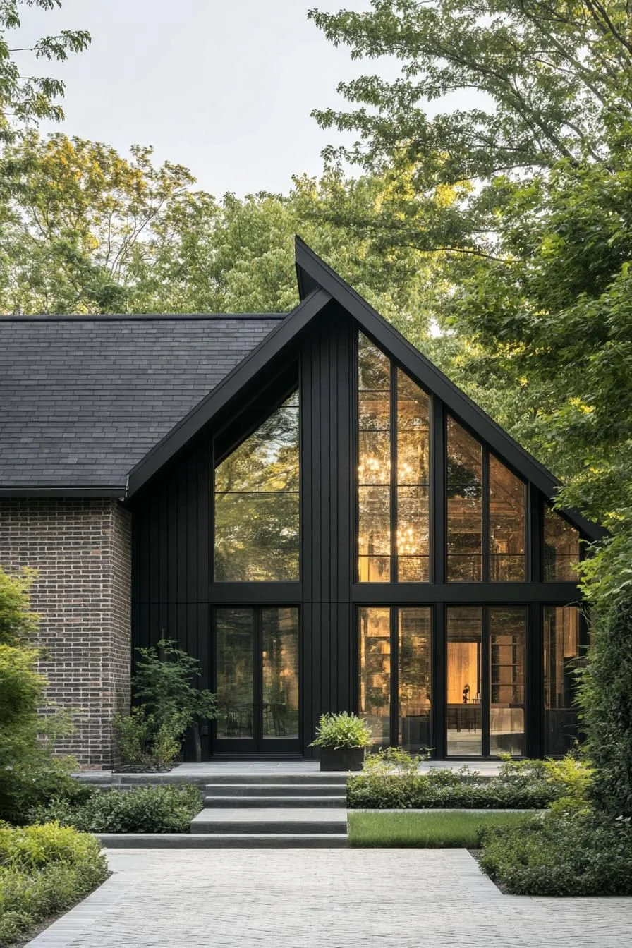 Bold Black House Rising From the Forest