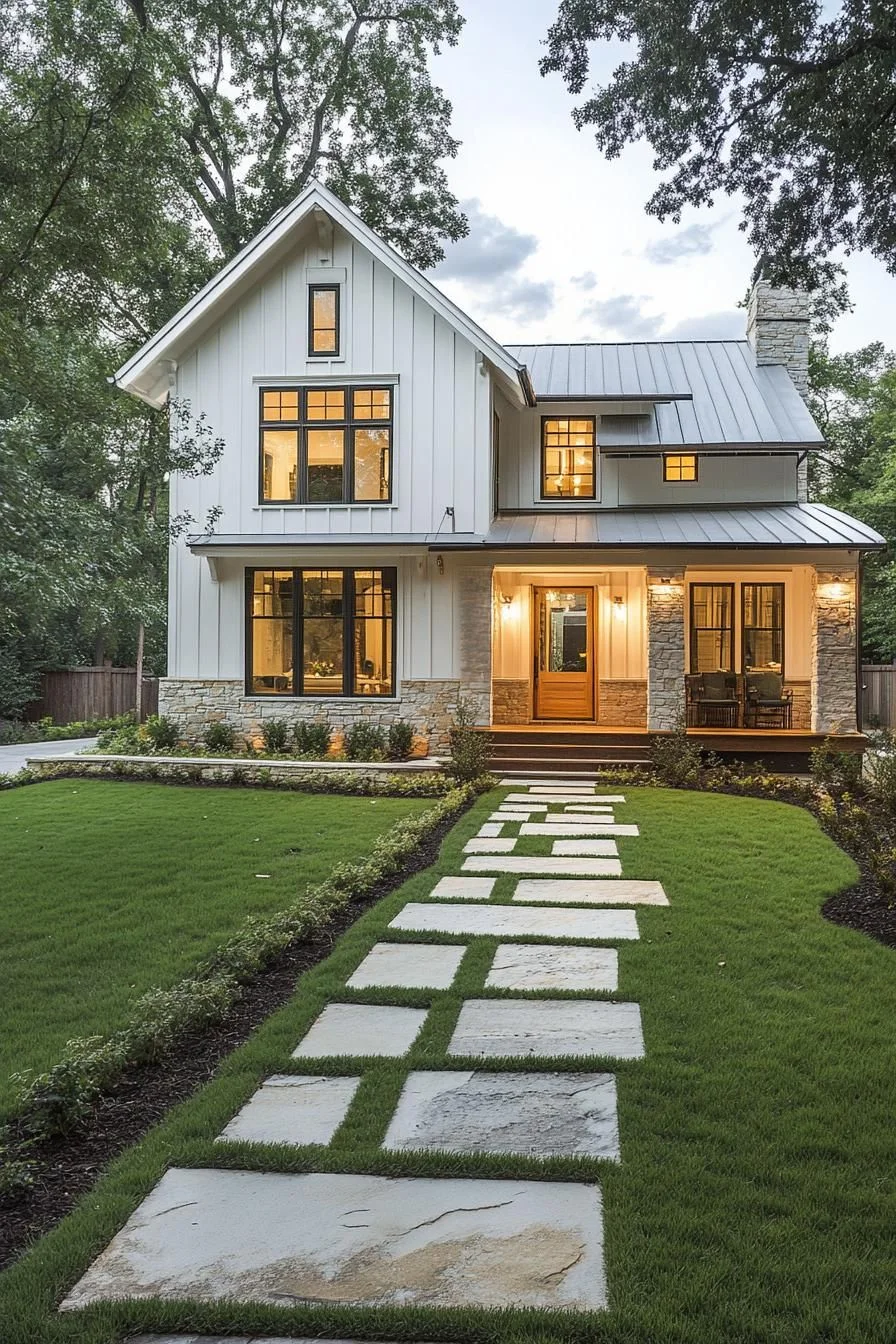 A Cottage With Bright Gables and Windows