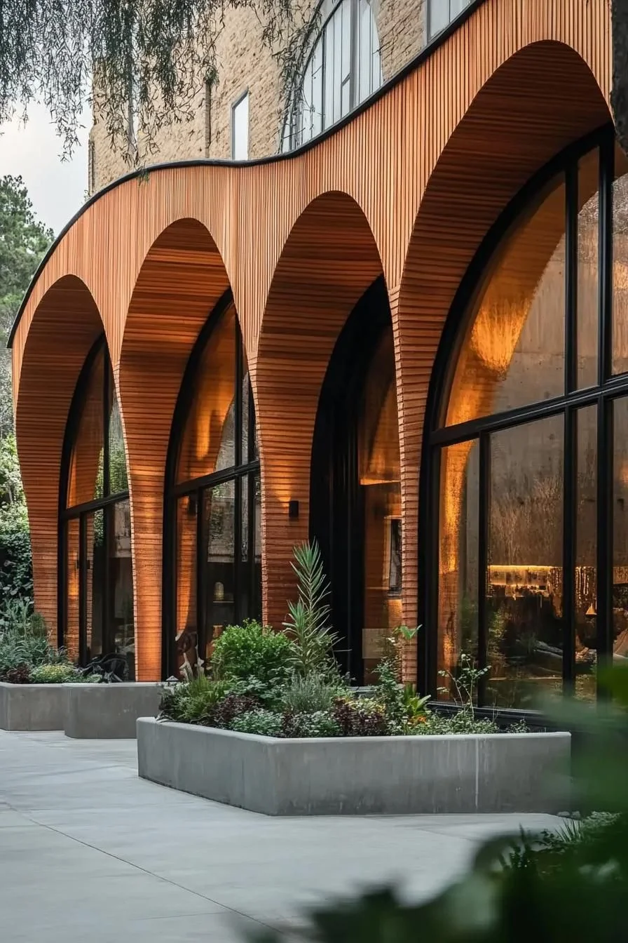 Timber Arches for a Refined Facade