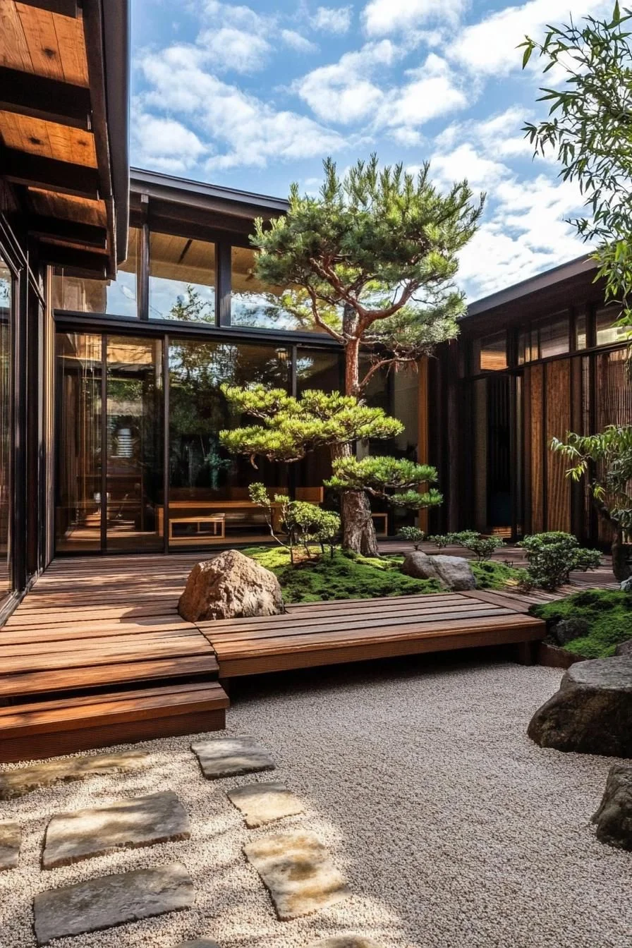 A Backyard Framed by Pines