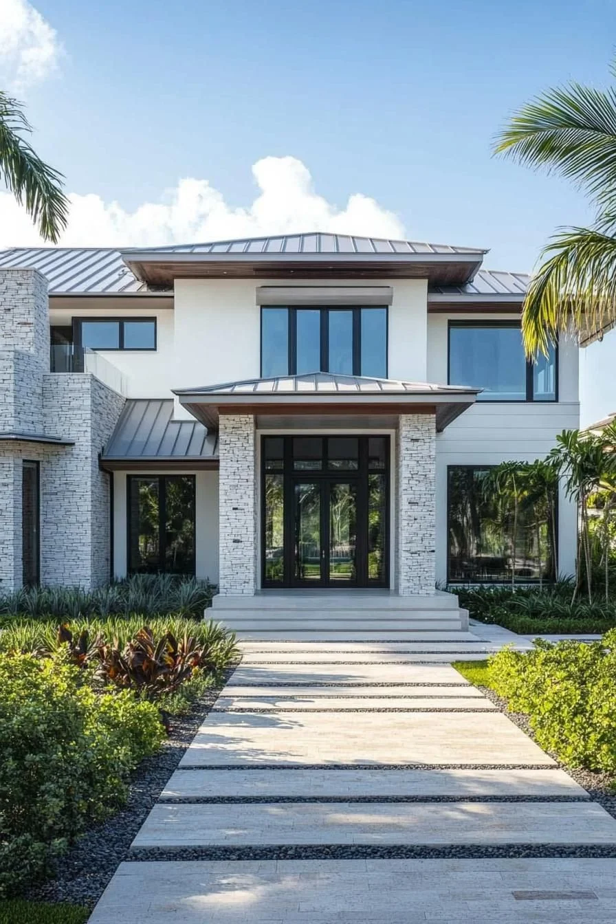 A Modern Coastal House in Metallic Tones