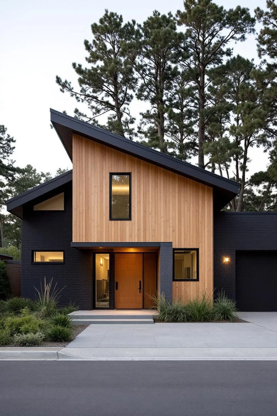Angled Rooflines Set Among Pine Trees
