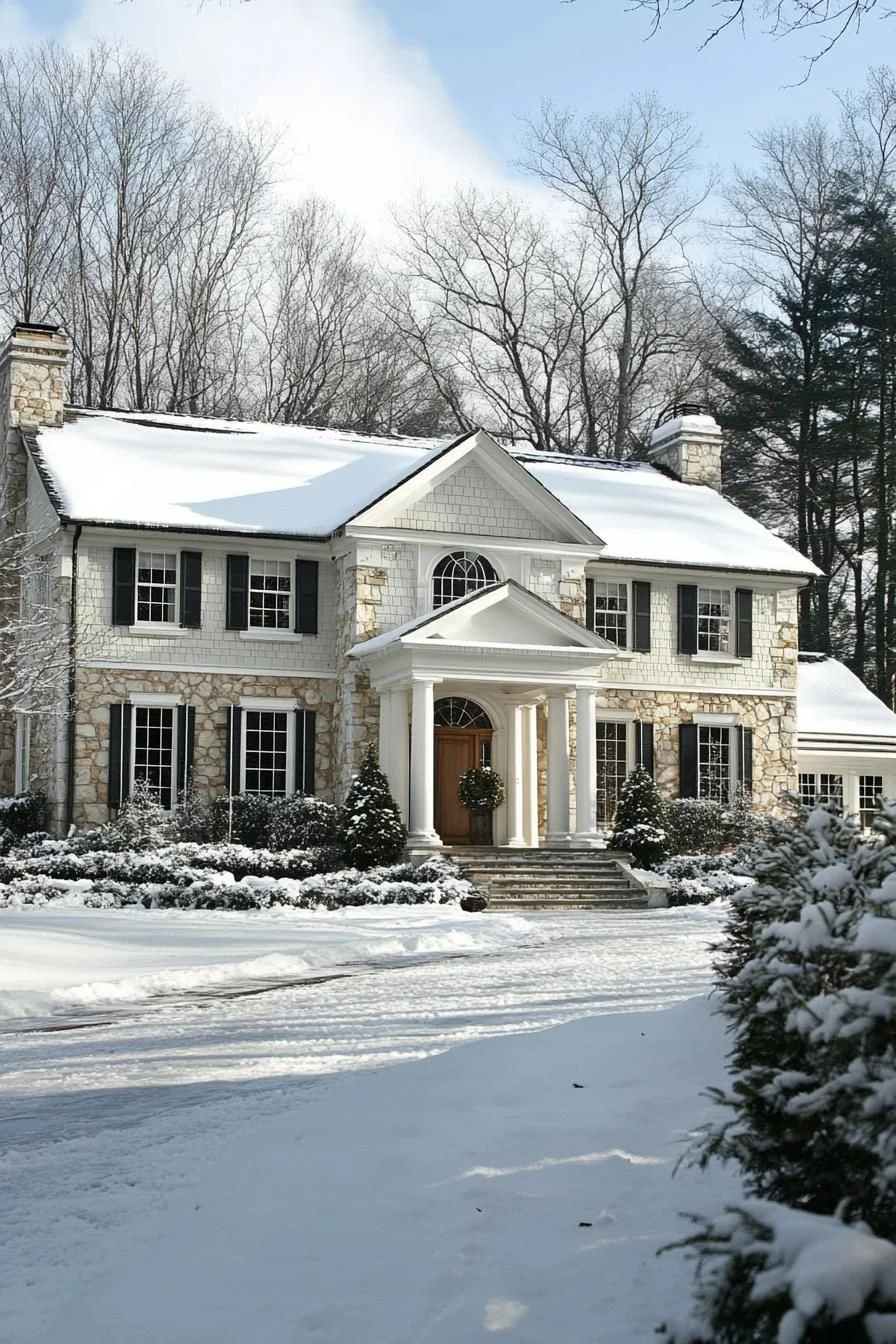 Suburban Elegance Kissed by Snow