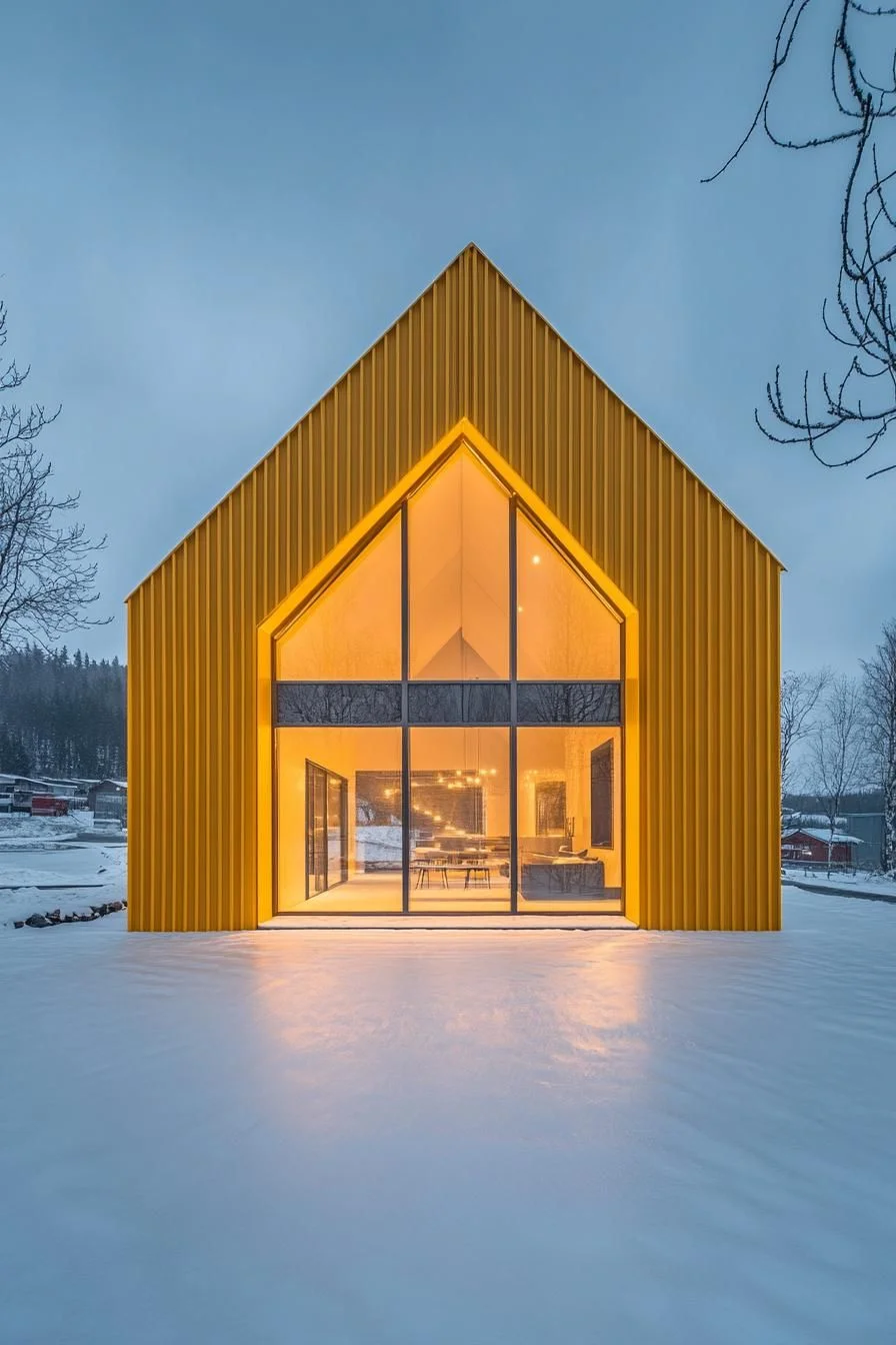 Yellow Metal Homes in Winter Settings