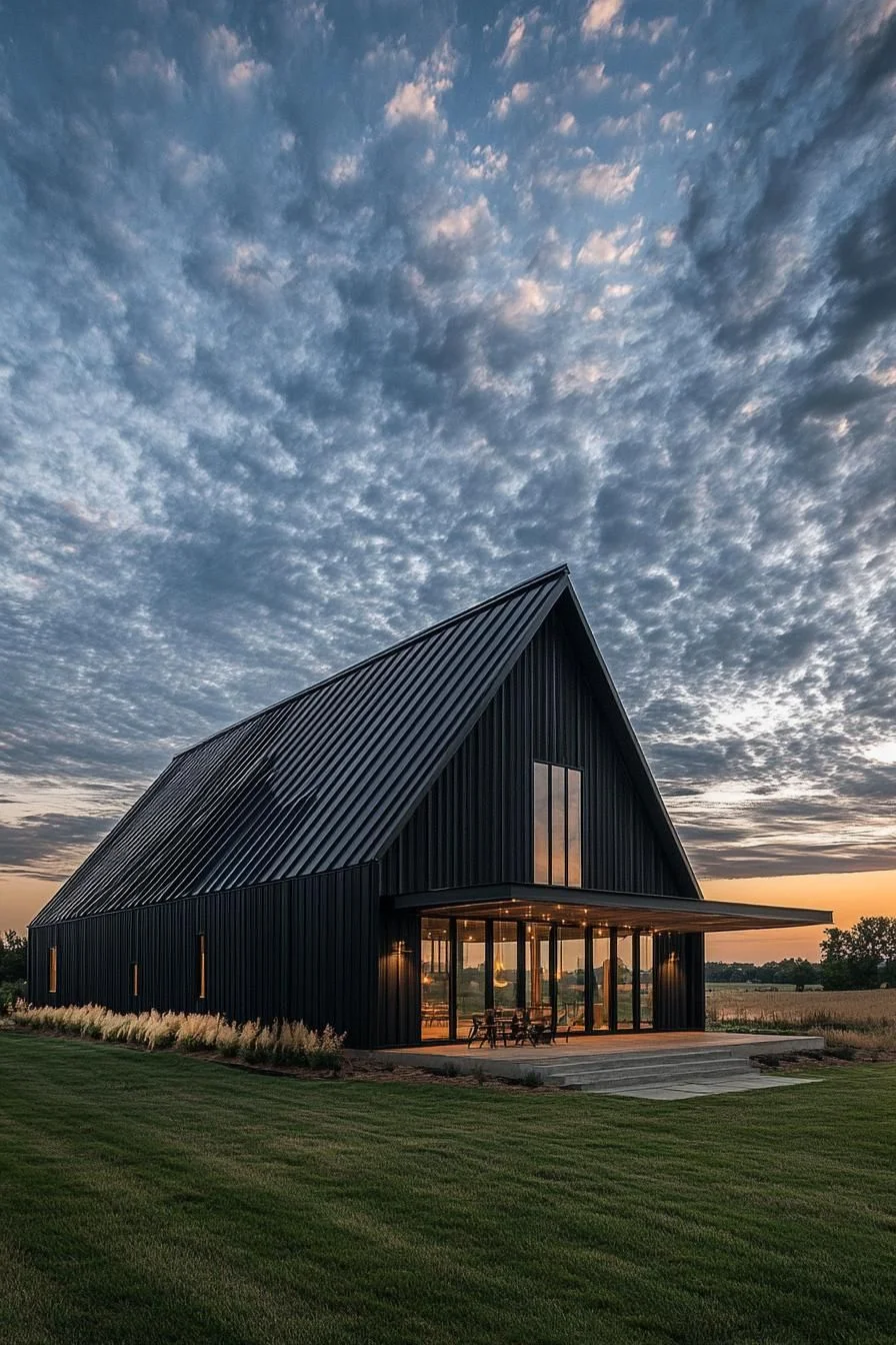 Sleek Black Barnhouse at Twilight