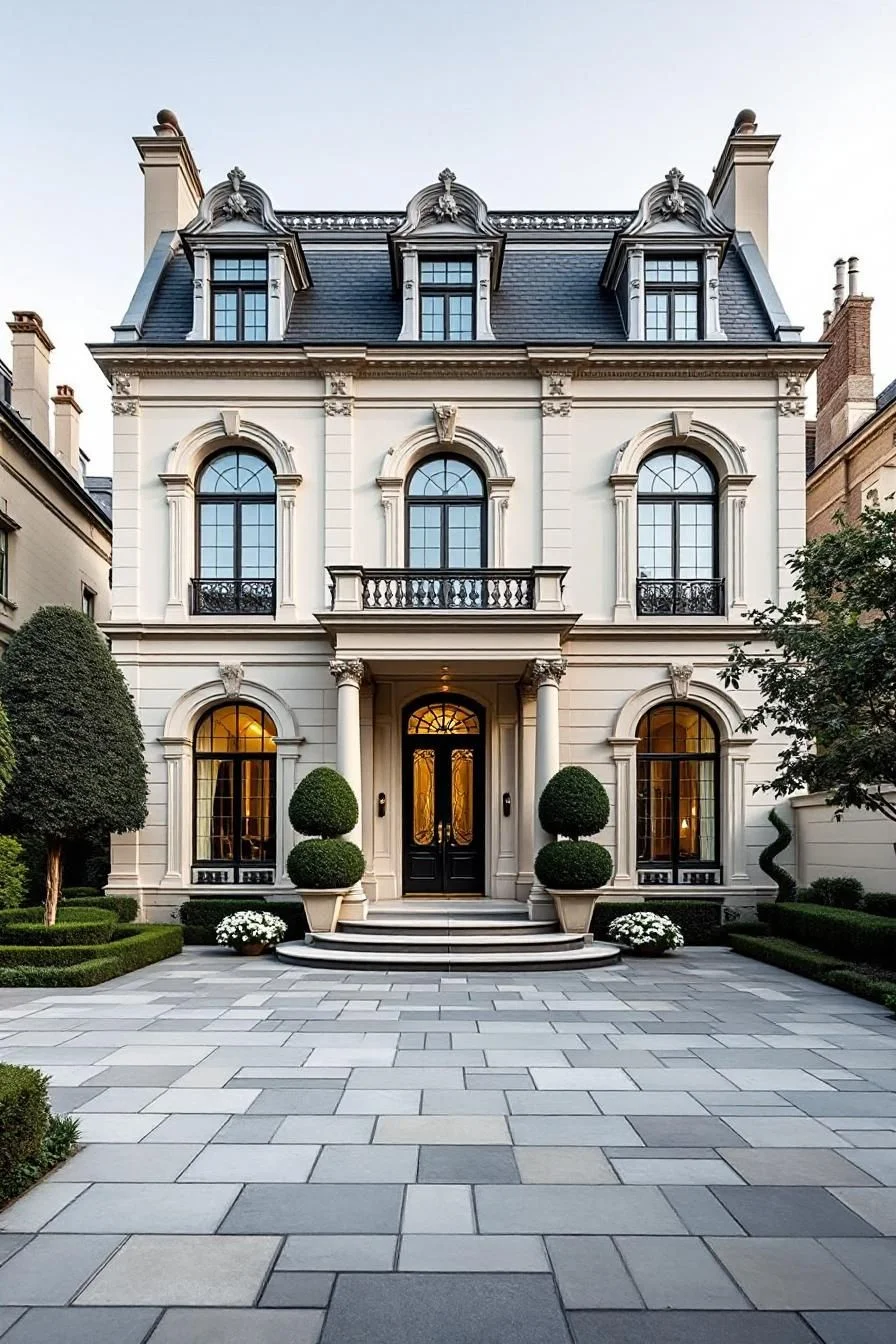 A French-Style Home of Stone and Shadow