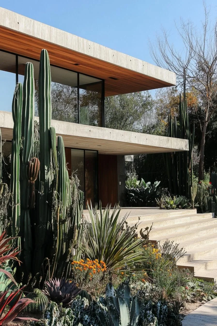 Modern Desert Retreat Framed by Cacti