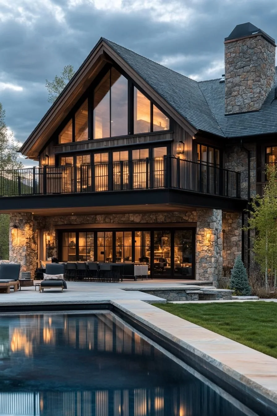 Mountain Home With Stone Chimney