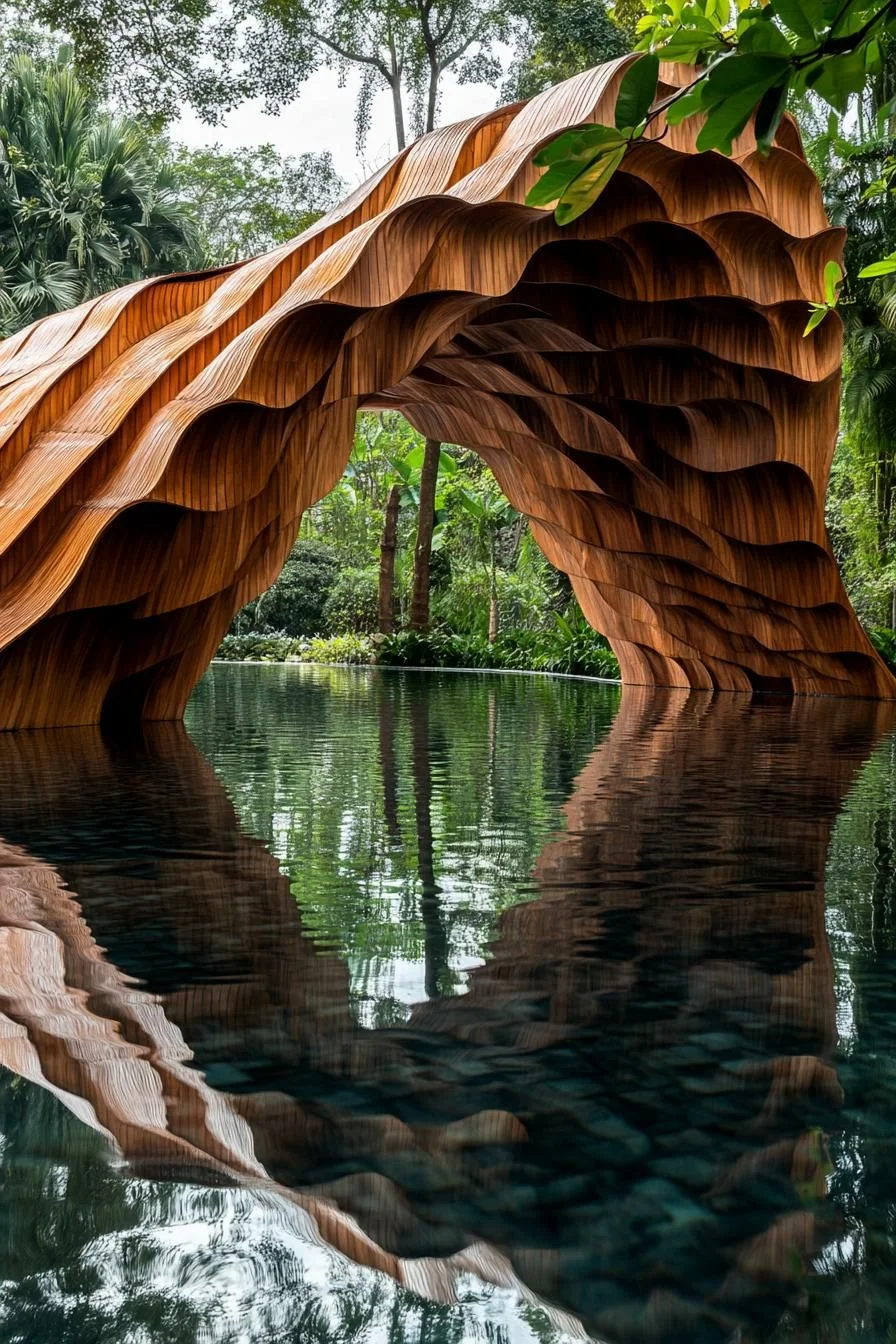 Rippled Wooden Deck Landscape