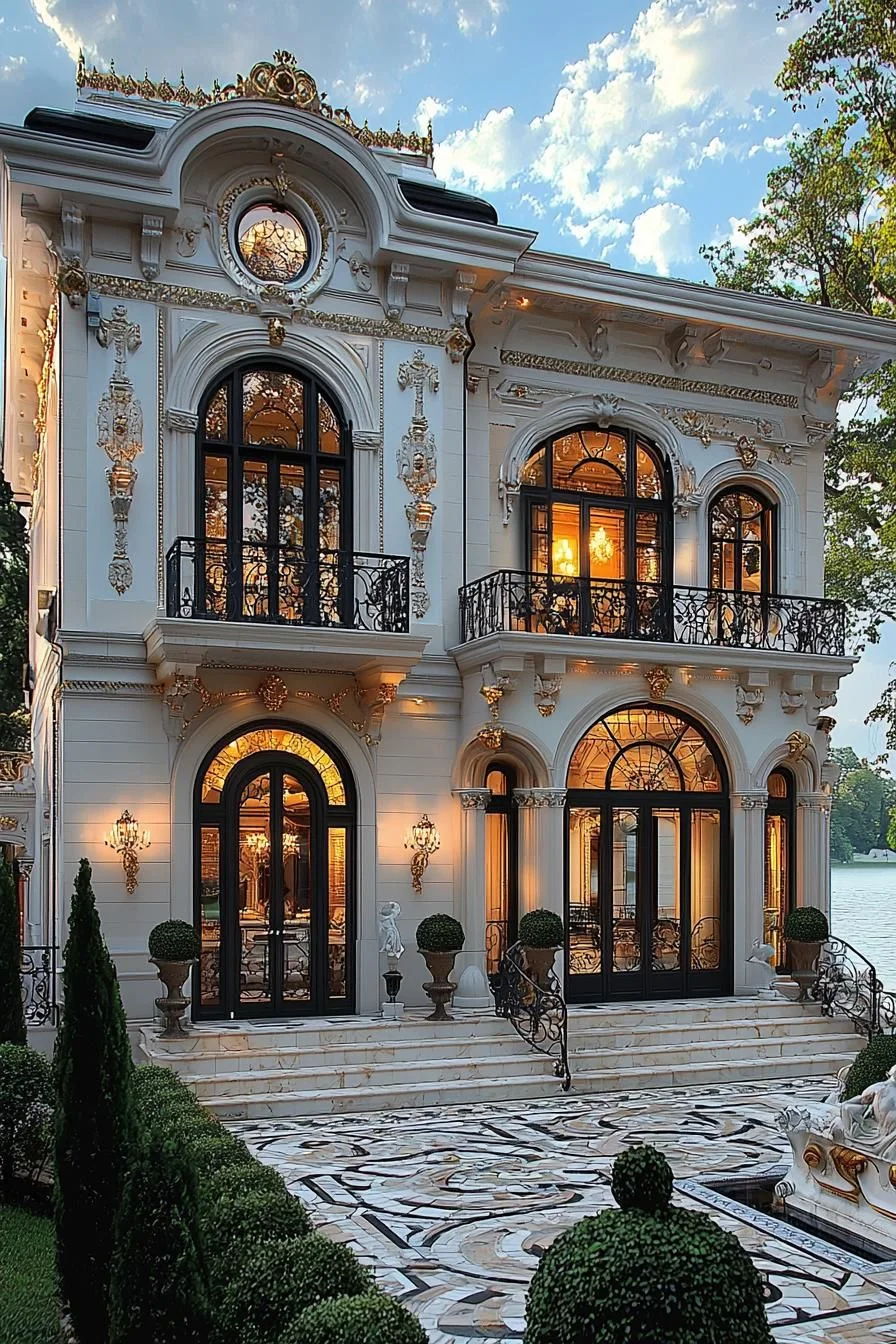 Lakeside Home With Gilded Accents