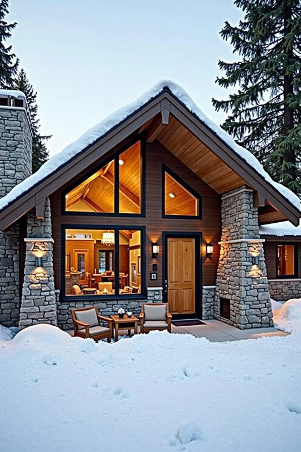 A Stone-Trimmed Escape in the Snow