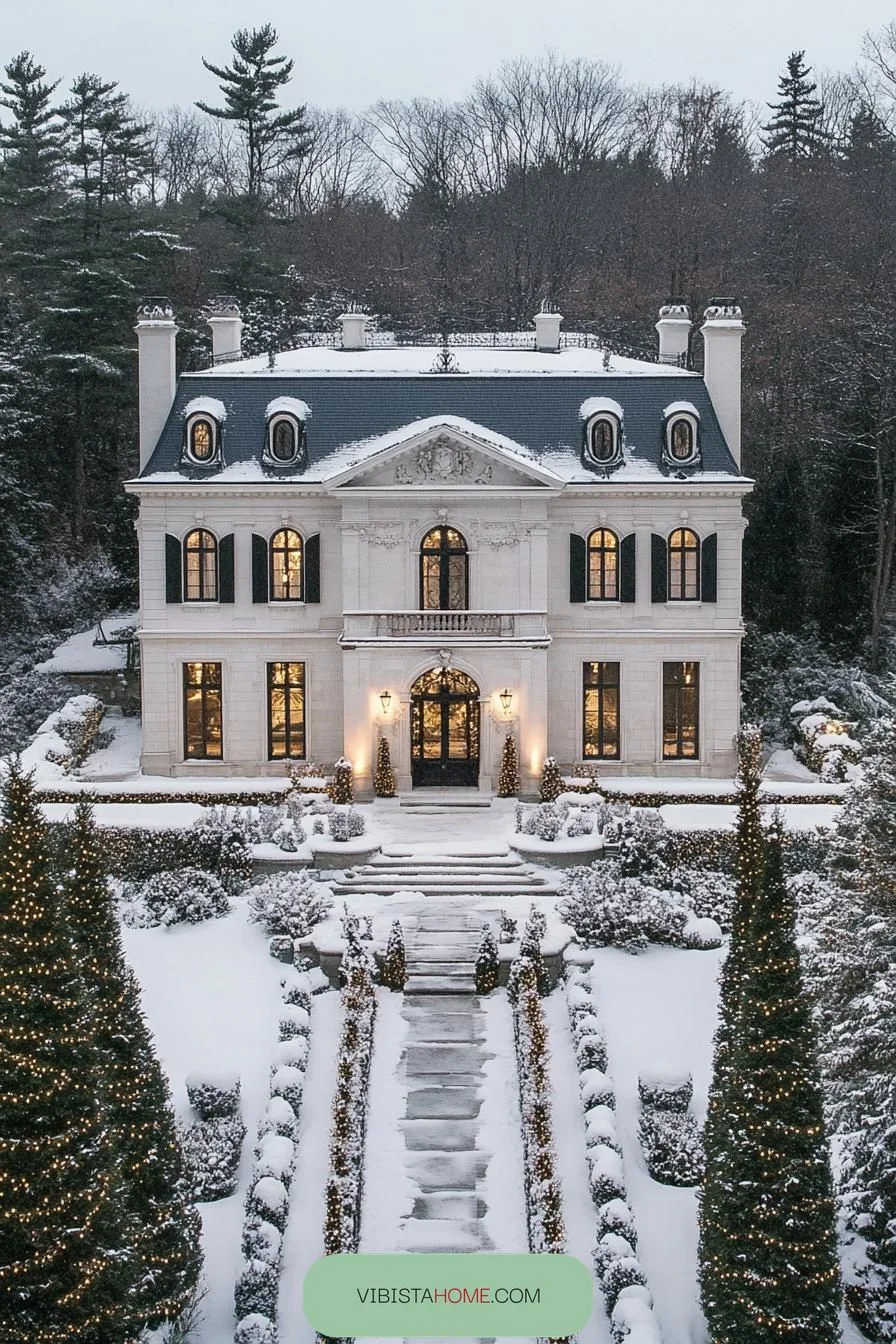 Elegant Chateau in Winter Wonderland