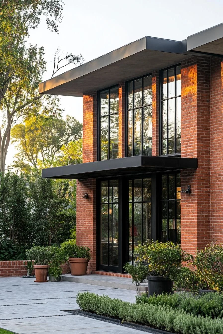 A Brick House Surrounded By Plants