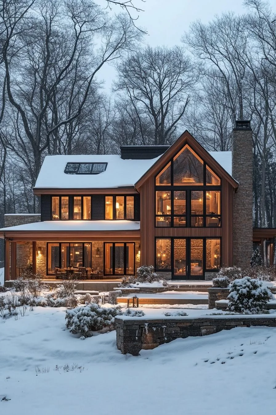Cozy Cabin Buried in Snow