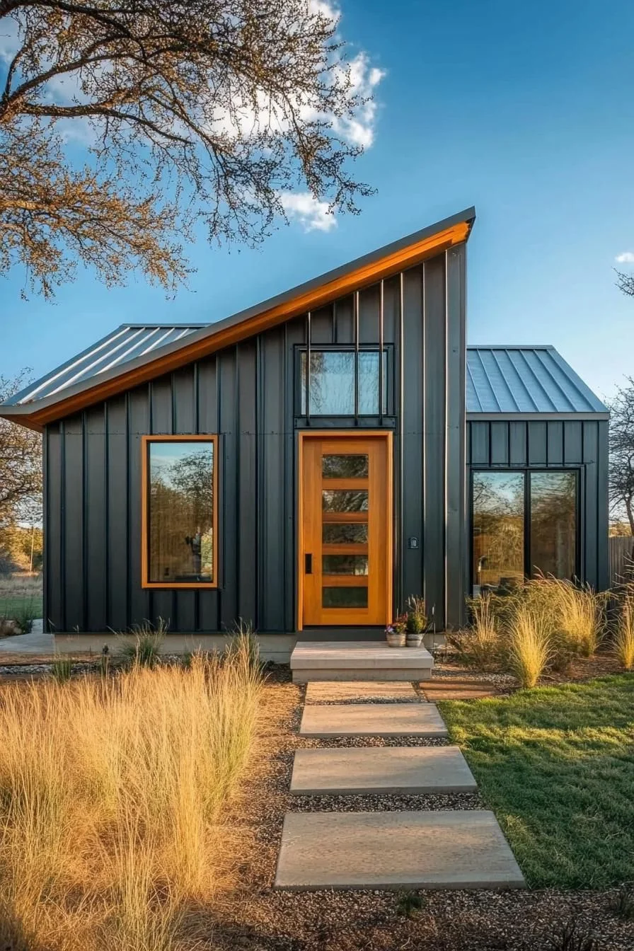 Golden-Toned Gabled Metal Home