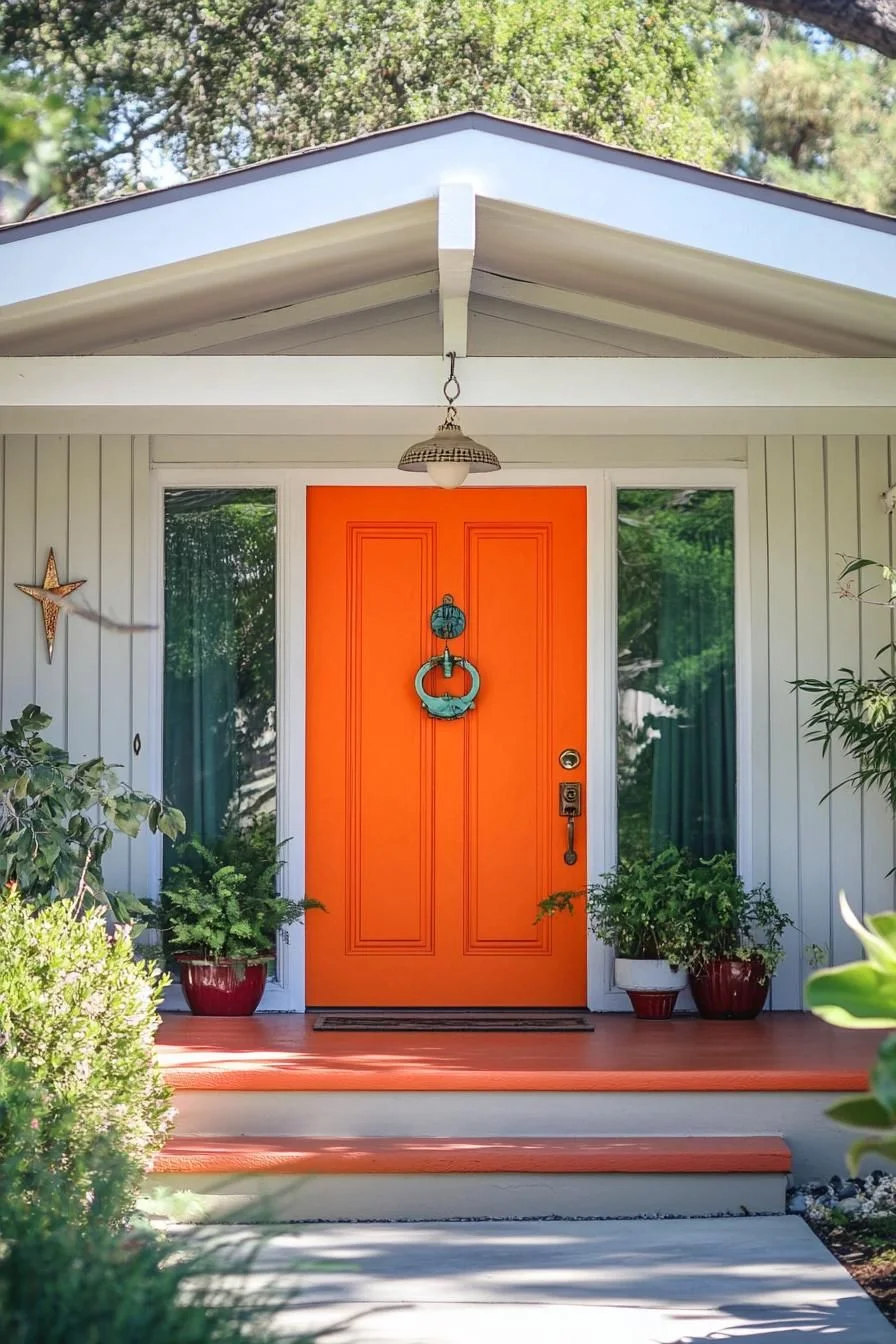 Bright Front Door With Vintage Knocker