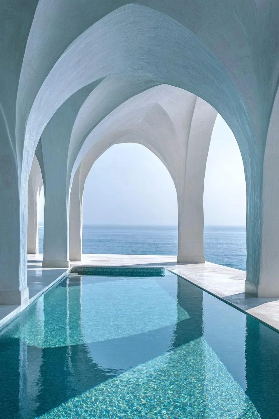 Retreat Framed by Aqua-Toned Arches