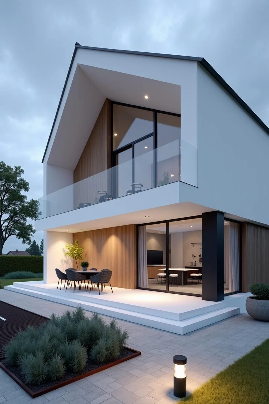 Overhanging Roof Home in a Wooded Setting
