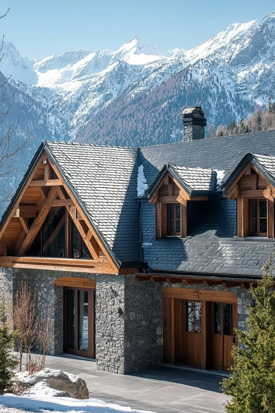 Slate Roofs With Dormer Windows and Carved Wood Details - photo 4