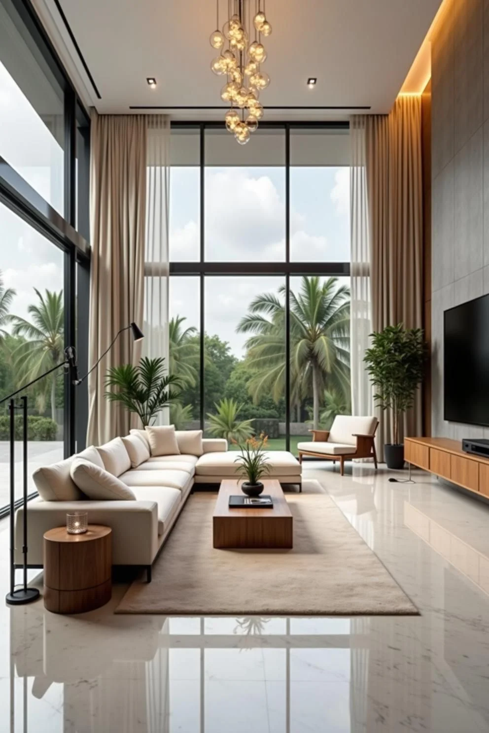 High Ceilings and Palm Tree Views