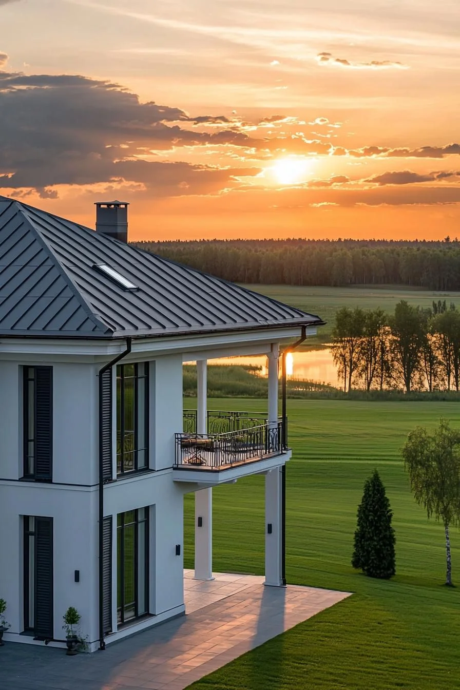 Stunning Sunset Views Over an Elegant Estate