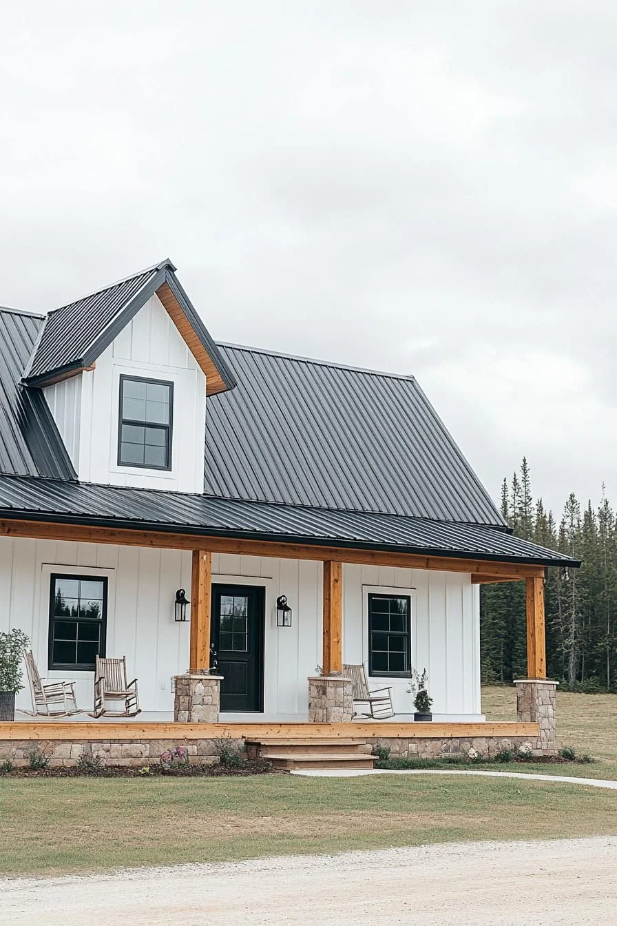 A Metal Home With Rocky Landscaping