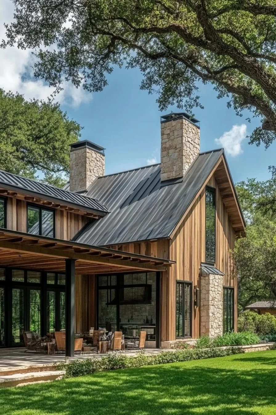 Rustic Barndominium With Chimney Charm