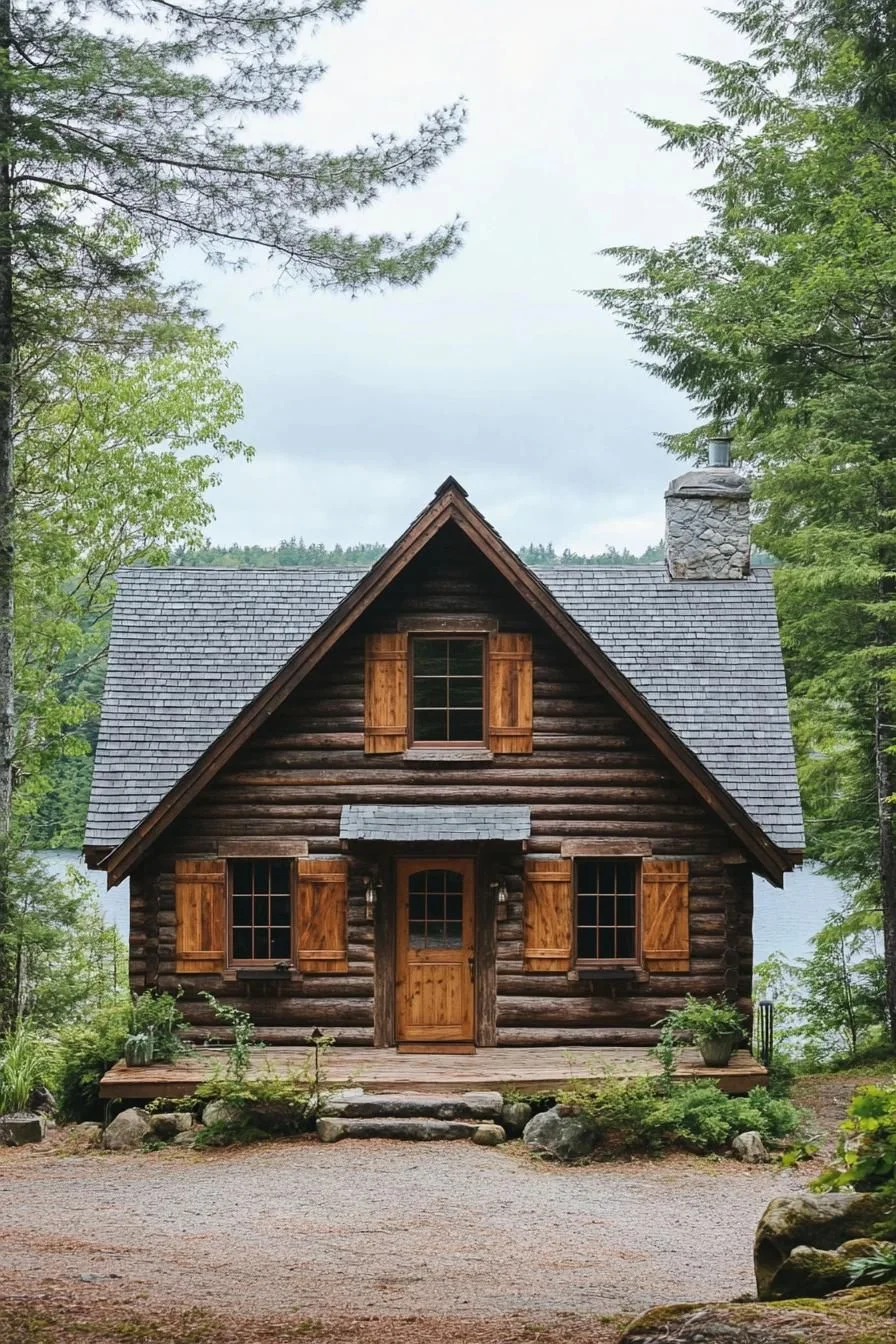 A Rustic Log Cabin in the Woodland