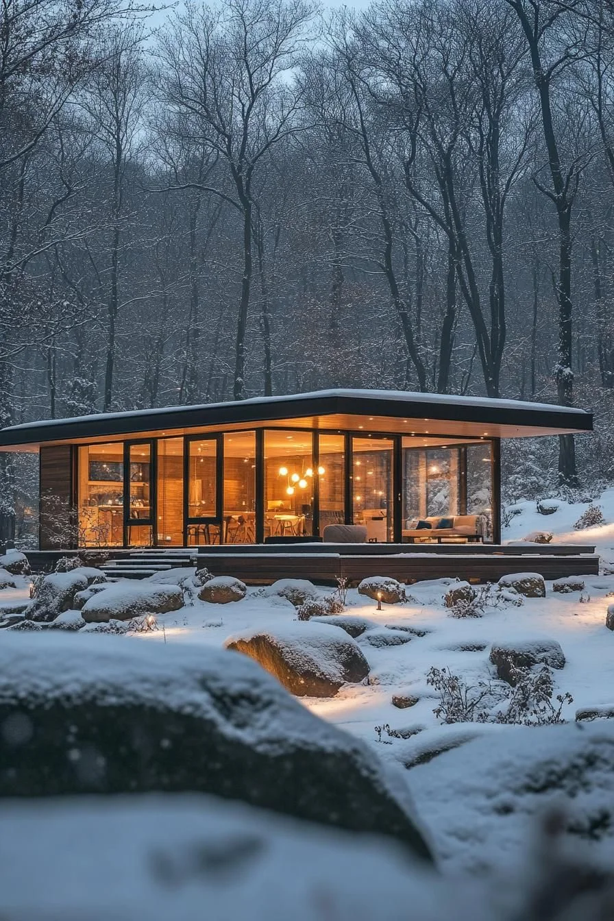 A Snug Cube Cabin for Winter