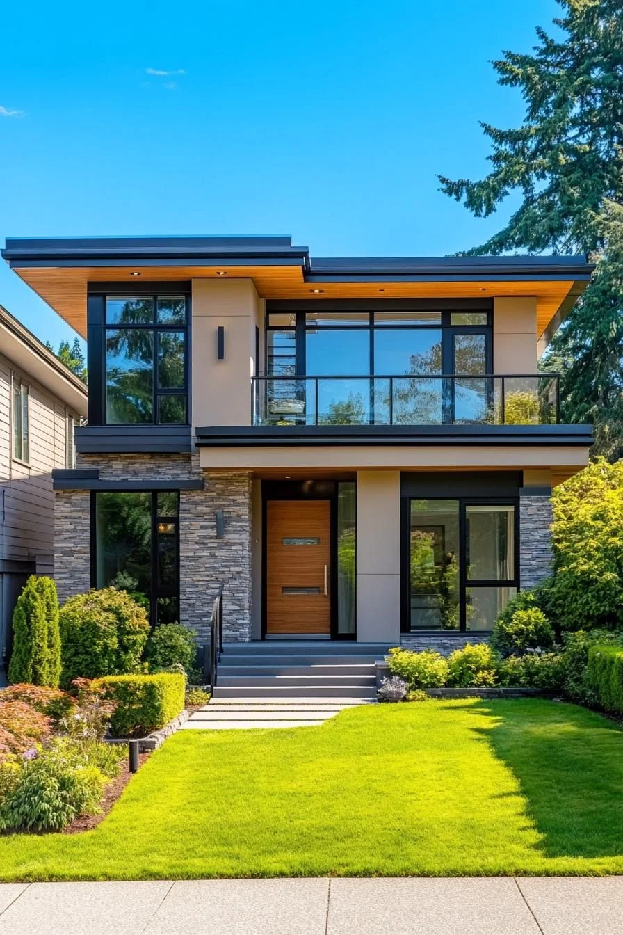 Stacked Facade Rising Above the Suburbs