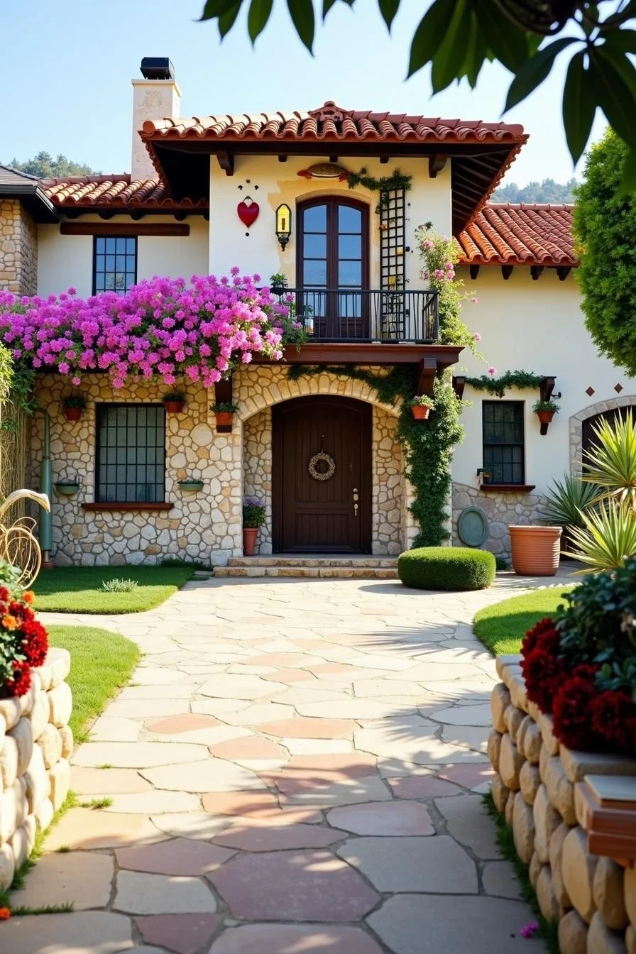 Stone Cottage Covered in Florals