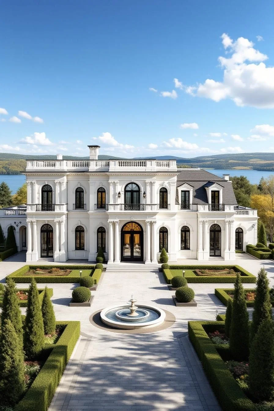 An All-White Mansion Facade