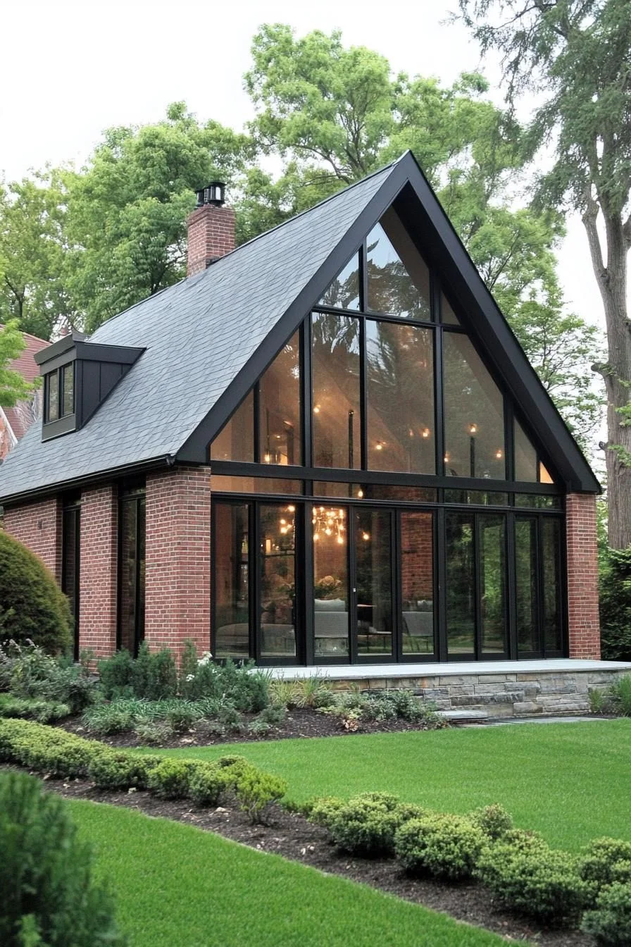 Brick and Glass A-Frame Design