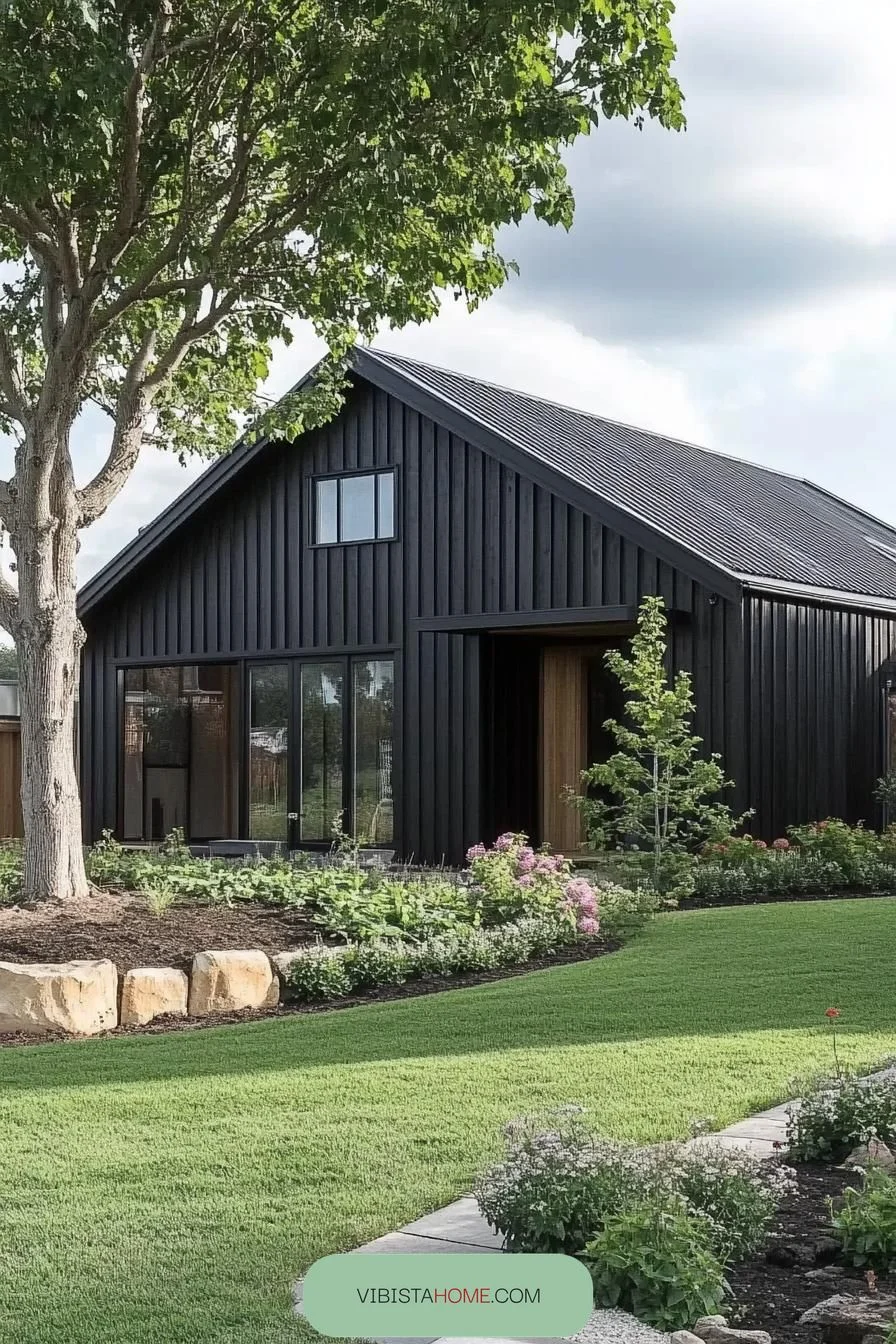 Majestic Ebony Barn on Green Grounds
