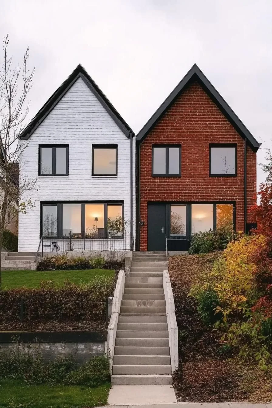 Red and White Gable House Pairing