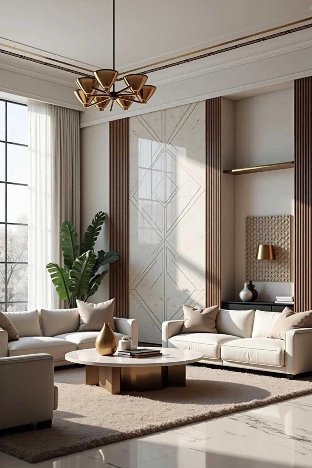 Warm Lighting in a Plush Living Room