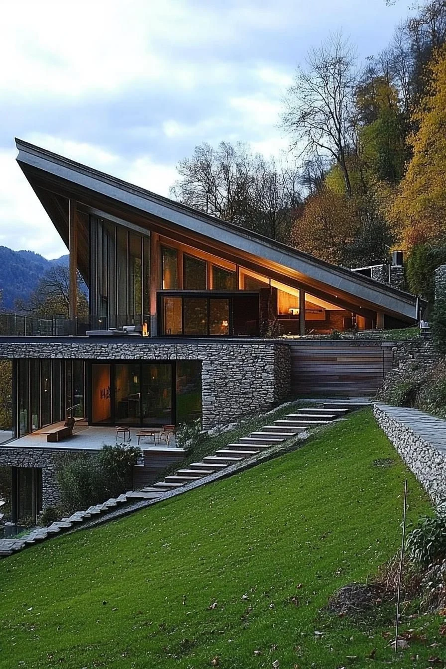Slope House Set on a Green Hill