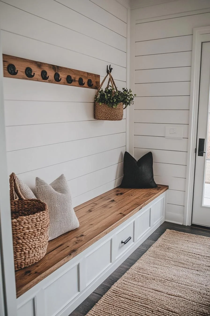 Fresh Shiplap Mudroom Look